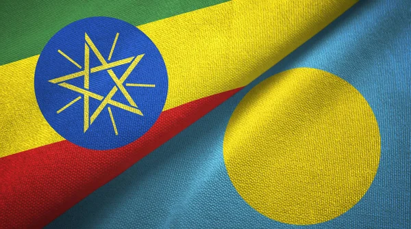 Etiyopya ve Palau iki bayraktekstil kumaş, kumaş doku