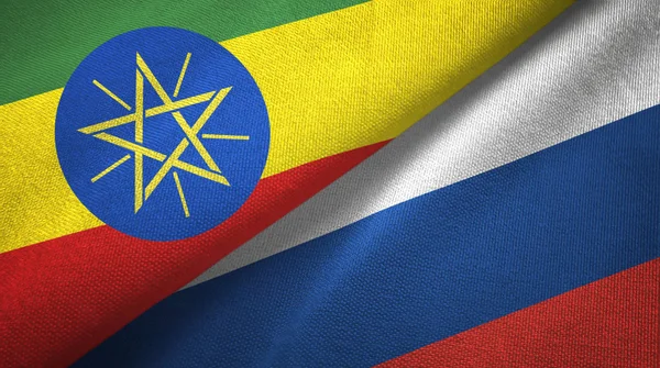 Etiyopya ve Rusya iki bayraklar tekstil kumaş, kumaş doku