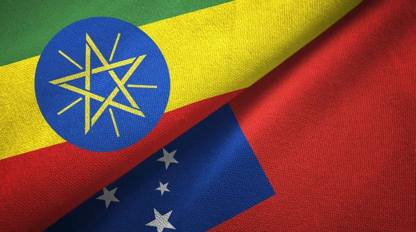 Etiyopya ve Samoa iki bayraklar tekstil kumaş, kumaş doku