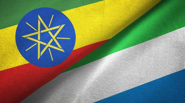 Etiyopya ve Sierra Leone iki bayraklar tekstil kumaş, kumaş doku