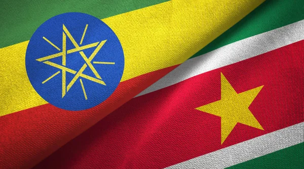 Etiyopya ve Surinam iki bayrak tekstil kumaş, kumaş doku