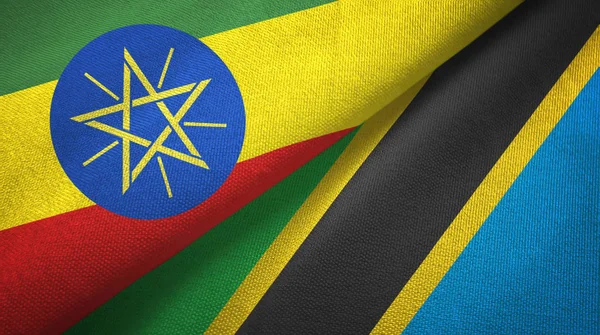 Etiyopya ve Tanzanya iki bayraklar tekstil kumaş, kumaş doku