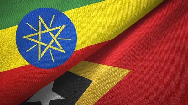Etiyopya ve Timor-Leste Doğu Timor iki bayraklar tekstil kumaş, kumaş doku