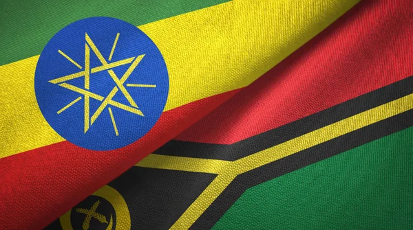 Etiyopya ve Vanuatu iki bayraklar tekstil kumaş, kumaş doku
