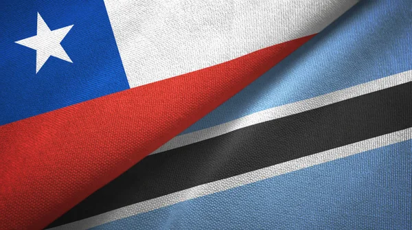 Chili en Botswana twee vlaggen textiel doek, weefsel textuur — Stockfoto