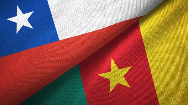 Şili ve Kamerun iki bayraklar tekstil kumaş, kumaş doku 