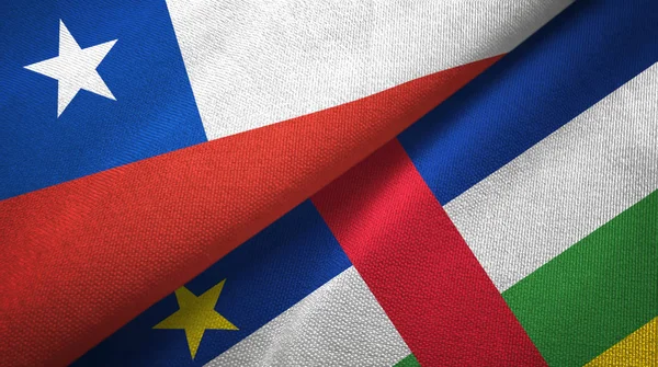 Chili en Centraal-Afrikaanse Republiek twee vlaggen textielweefsel textuur — Stockfoto