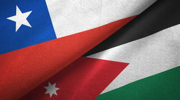 Şili ve Ürdün iki bayraklar tekstil kumaş, kumaş doku