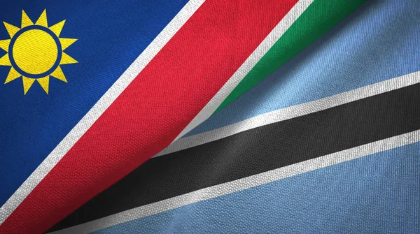 Namibia und botswana zwei flaggen textilstoff, textur — Stockfoto