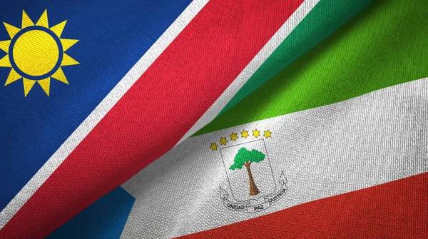 Namibia and Equatorial Guinea two flags textile cloth, fabric texture — Stock Photo, Image