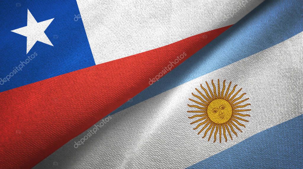 Chile and Argentina two flags textile cloth, fabric texture 