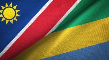 Namibya ve Gabon iki bayraklar tekstil kumaş, kumaş doku