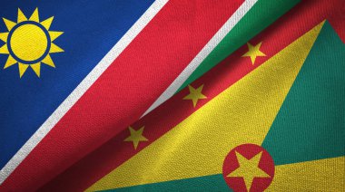 Namibya ve Grenada iki bayrak tekstil kumaş, kumaş doku