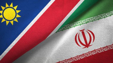 Namibya ve İran iki bayrak tekstil kumaş, kumaş doku