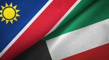 Namibya ve Kuveyt iki bayraklar tekstil kumaş, kumaş doku