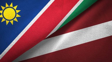 Namibya ve Letonya iki bayrak tekstil kumaş, kumaş doku