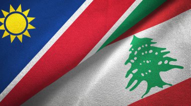 Namibya ve Lübnan iki bayrak tekstil kumaş, kumaş doku