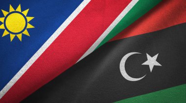 Namibya ve Libya iki bayrak tekstil kumaş, kumaş doku