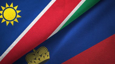 Namibya ve Liechtenstein iki bayraklar tekstil kumaş, kumaş doku