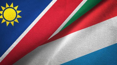 Namibya ve Lüksemburg iki bayraktekstil kumaş, kumaş doku