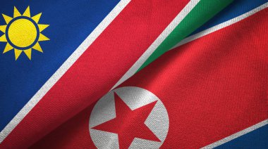 Namibya ve Kuzey Kore iki bayraklar tekstil kumaş, kumaş doku