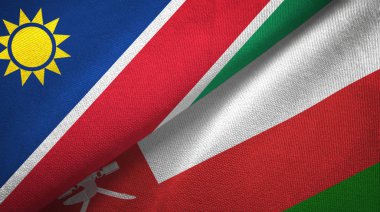 Namibya ve Umman iki bayraklar tekstil kumaş, kumaş doku