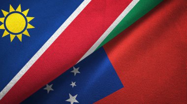 Namibya ve Samoa iki bayrak tekstil kumaş, kumaş doku