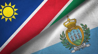 Namibya ve San Marino iki bayraklar tekstil kumaş, kumaş doku