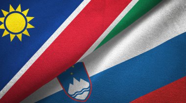 Namibya ve Slovenya iki bayrak tekstil kumaş, kumaş doku