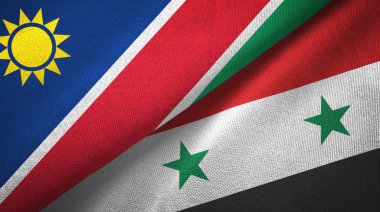Namibya ve Suriye iki bayrak tekstil kumaş, kumaş doku
