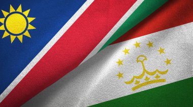 Namibya ve Tacikistan iki bayrak tekstil kumaş, kumaş doku