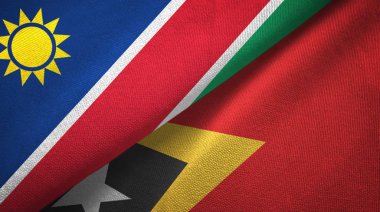Namibya ve Timor-Leste Doğu Timor iki bayraklar tekstil kumaş, kumaş doku