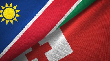 Namibya ve Tonga iki bayrak tekstil kumaş, kumaş doku