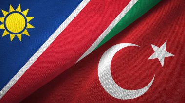 Namibya ve Türkiye iki bayrak tekstil kumaş, kumaş doku