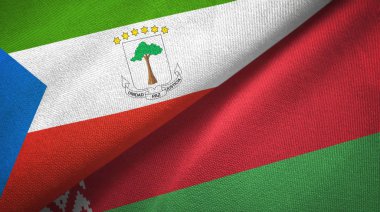Ekvator Ginesi ve Beyaz Rusya iki bayraklı tekstil kumaş, kumaş doku 