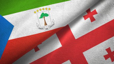 Ekvator Ginesi ve Gürcistan iki bayraklar tekstil kumaş, kumaş doku