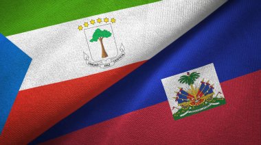 Ekvator Ginesi ve Haiti iki bayraklar tekstil kumaş, kumaş doku