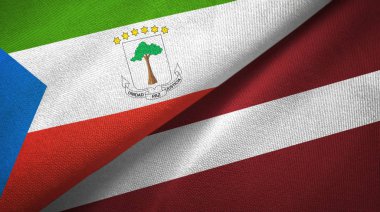 Ekvator Ginesi ve Letonya iki bayraktekstil kumaş, kumaş doku