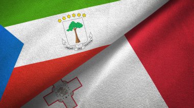 Ekvator Ginesi ve Malta iki bayrak tekstil kumaş, kumaş doku