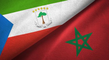 Ekvator Ginesi ve Fas iki bayraklar tekstil kumaş, kumaş doku