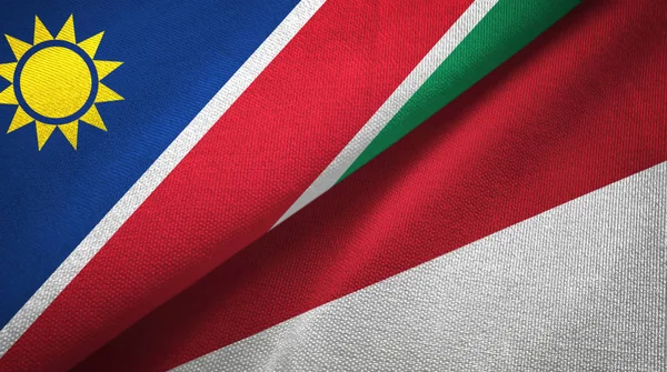 Namibia and Indonesia two flags textile cloth, fabric texture