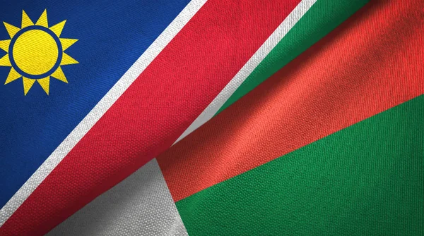 Namibya ve Madagaskar iki bayrak tekstil kumaş, kumaş doku
