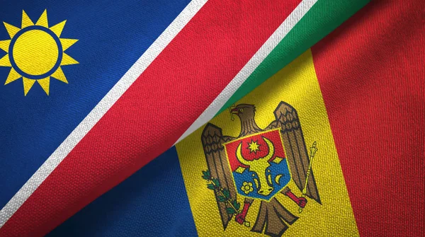 Namibia and Moldova two flags textile cloth, fabric texture — Stock Photo, Image
