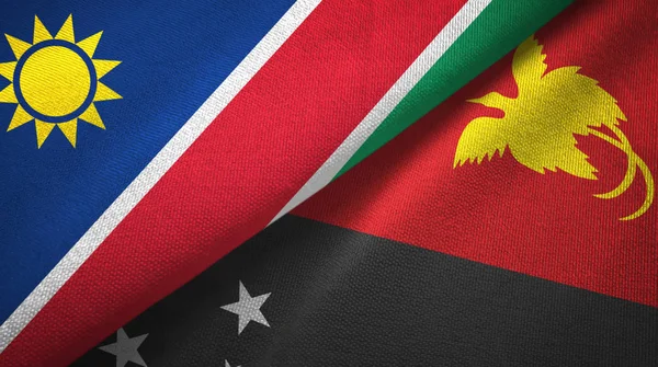 Namibia and Papua New Guinea two flags textile cloth, fabric texture — Stock Photo, Image