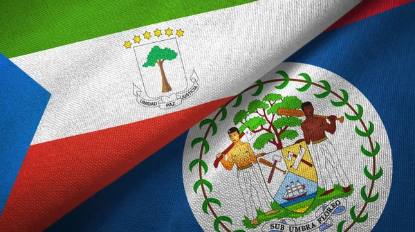 Equatorial Guinea and Belize two flags textile cloth, fabric texture — Stock Photo, Image