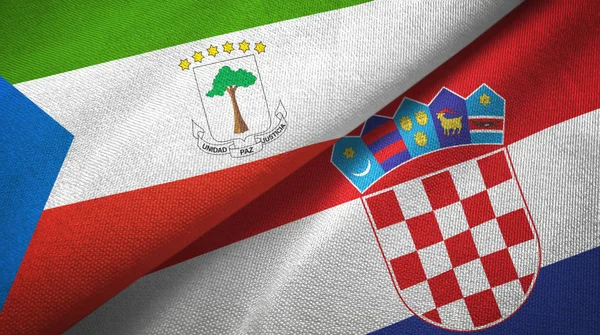Guiné Equatorial e Croácia duas bandeiras de pano têxtil, textura de tecido — Fotografia de Stock
