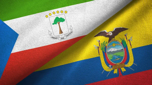 Екваторіальна Гвінея і Еквадор два прапори текстильної тканини, текстура тканини — стокове фото