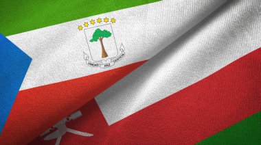 Ekvator Ginesi ve Umman iki bayraklar tekstil kumaş, kumaş doku