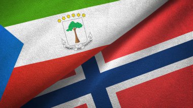 Ekvator Ginesi ve Norveç iki bayrak tekstil kumaş, kumaş doku