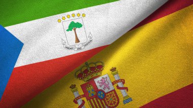 Ekvator Ginesi ve İspanya iki bayraktekstil kumaş, kumaş doku